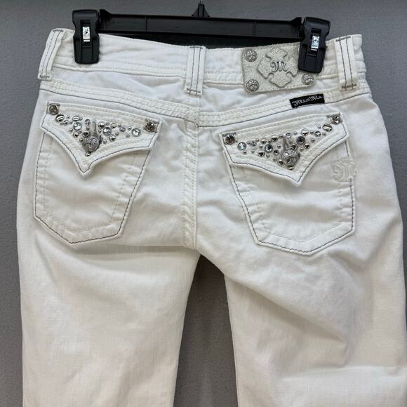 Miss Me Jeans Women's 26 (2) White Boot Cut Embellished Western Wear Summer - Picture 3 of 16